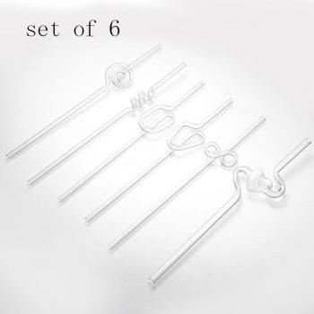 Set de paille en verre maniée – 6 unités artisanales