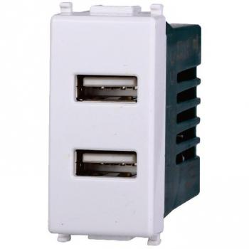 Adaptateur double USB Vimar – 5 V/2,1 A – Blanc – EV2402