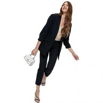 Tall Navy Ruched Sleeve Blazer