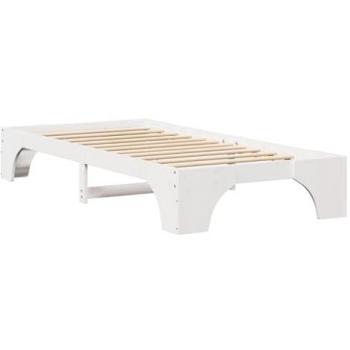 90x190 cm Pine Wood Bed Frame – Minimalist White