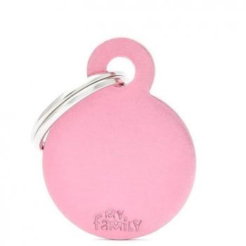 Medaglietta Per Cani E Gatti Personalizzata Cerchio In Alluminio Rosa Taglia Piccola My Family Srl