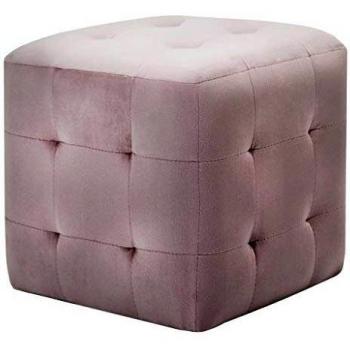 Velvet Nightstand Duo, Pink, 30x30x30 cm