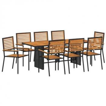 Set de Comedor Exterior 9 Piezas con Sillas Apilables