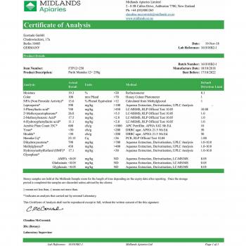 MGO 400+ Manuka‑Honig (250 g) – zertifiziert & laborgeprüft