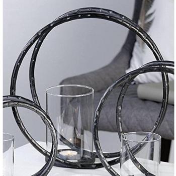 Rings Leuchter mit Glaseinsatz, 32 cm hoch