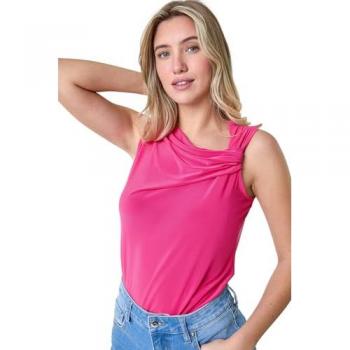 Dusk Women's Ruched Twist Cowl Neck Stretch Top