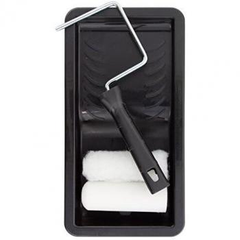 4 Paint Mini Roller Set – Emulsion & Gloss – 12 Sleeves, Handle & Tray – Small Area