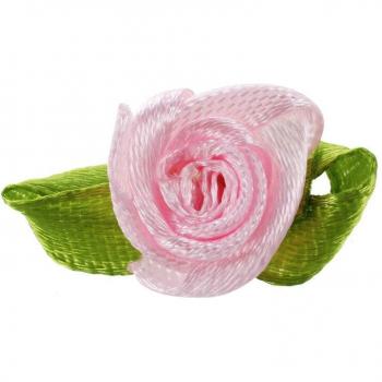 100pcs Pink Mini Satin Ribbon Rose Flowers for Sewing