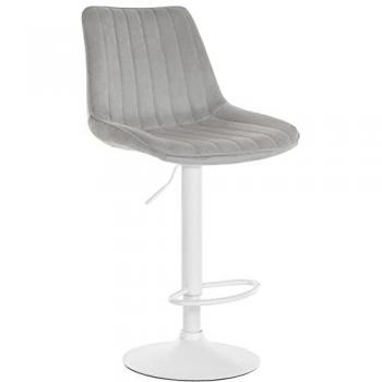 Taburete de bar Toni en terciopelo gris|blanco