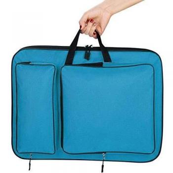 DaoDai Portable Art Studio Case A3 with Handle and Waterproof Backpack for Sketchbooks, Palette, Paints, Brushes, and Pencils (Blue)