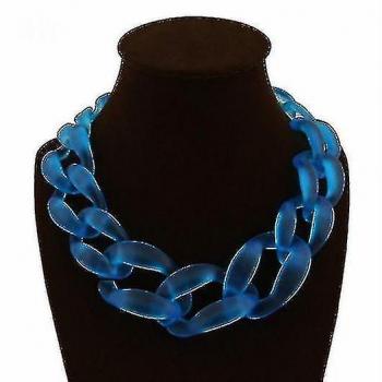 Collar Statement Chunky de Resina Vintage y Acrílico Azul