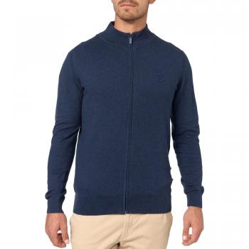 Indicode Herren‑Strickjacke Tinos – Langarm, unifarben, Navy Mix, Größe L
