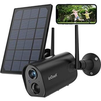 IeGeek Outdoor-Kamera mit Solarpanel & 10400 mAh Akku – 2.4 GHz WiFi, 1080p