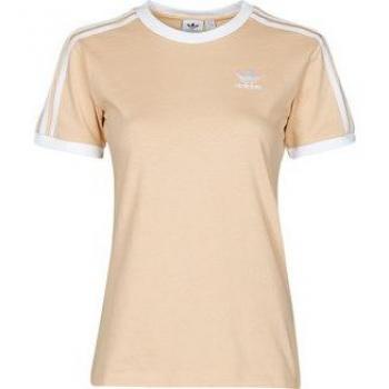Adidas Damen T-Shirt mit klassischem 3-Streifen-Muster in Beige