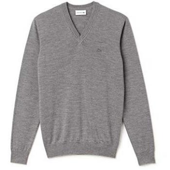 Lacoste Grey Wool V-Neck Sweater for Men