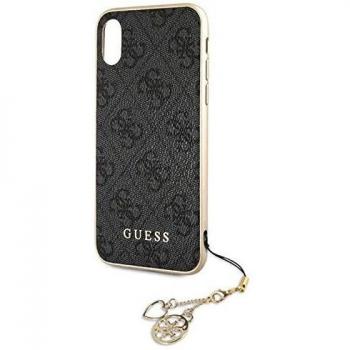 Custodia Guess iPhone XR con charm gold e colorazione grigio scuro (4G)