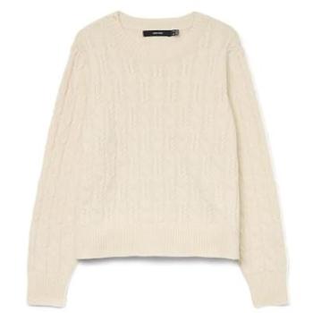 Vero Moda Ecru Zopfstrickpullover für Damen, Größe XL