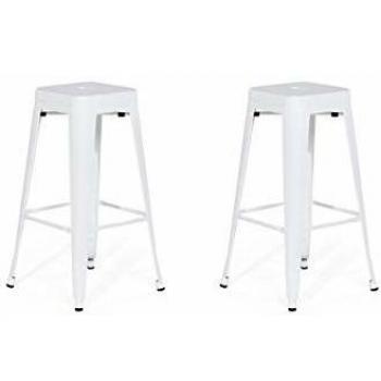 Set of 2 White Stackable Metal Bar Stools 76 cm