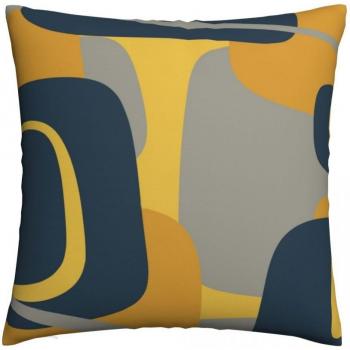 Housse de coussin 45x45cm créative bleu marine jaune moutarde