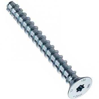 MULTI‑MONTI‑Plus F M6 × 120 mm – 50 pièces, vis à béton, tête fraisée, T‑Drive, finition zinguée A2K