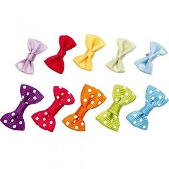 20 pcs Small Fabric Bow Ties – White Polka Dot Design (20–25 mm)