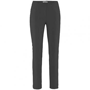 Schwarze Damen Stretch-Stoffhose Loli mit Bein-Schlitz, Gr. 40