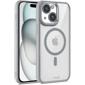 Carcasa Transparente Magnética con Borde Plateado para iPhone 15