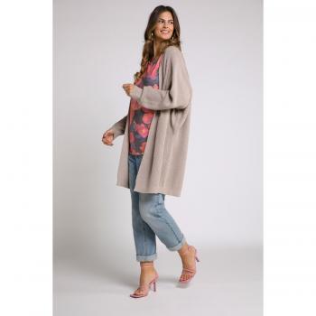 Cardigan a palloncino oversize, Donna, Marrone, Taglia 52/54, Cotone e Fibre Sintetiche