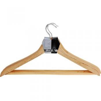 Set de 3 perchas de madera con barra para pantalones
