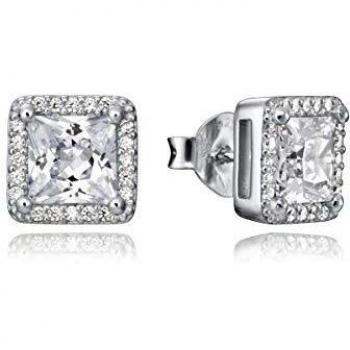 Pendientes Viceroy Clásica de plata de ley con circonitas cuadradas
