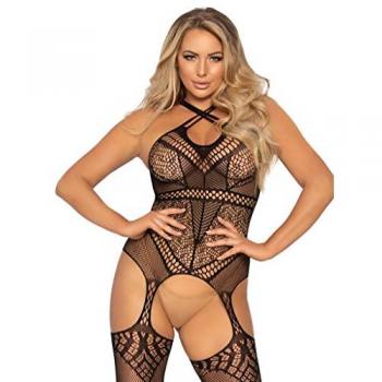 Netz-Straps Bodystocki – Leg Avenue, Schwarz, eintragbar
