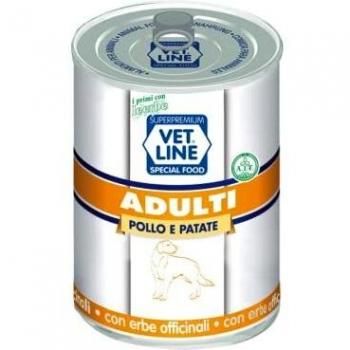 Cibo Umido Vet Line Pollo e Patate 6 x 400 g