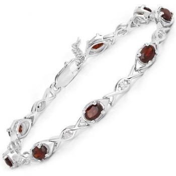Vira Jewels Granat‑Armband – 925 Sterling Silber, rhodiniert, glänzend, 19 cm (weiß)