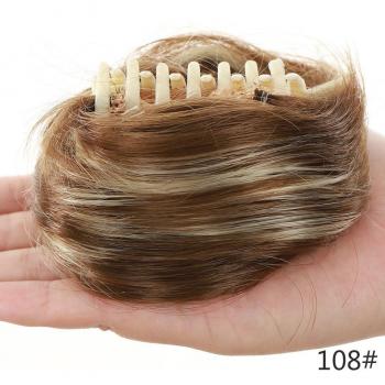 Natural Black Brown Curly Hair Bun Clip