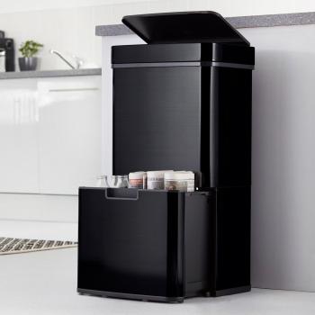75L Recycling Bin with Food Caddy and 3 Compartments