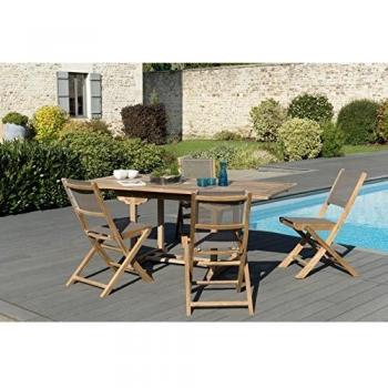 Salon de Jardin en Bois Teck et Textilène