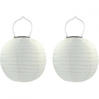 Set de 2 Linternas Chinas LED SMD 5050 de 30 cm, Energía Solar, Impermeables para Jardín y Bodas C66