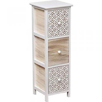 Cajonera de Madera MDF y Paulownia con Tiradores de Madera