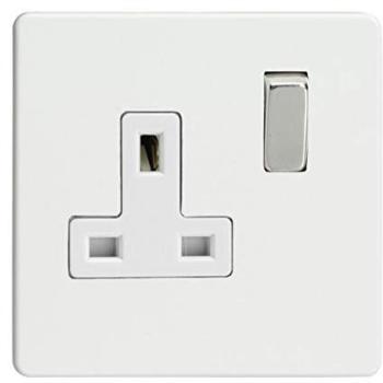Varilight 1-Gang 13A Switched Receptacle with Steel Rockers – XDQ4WS