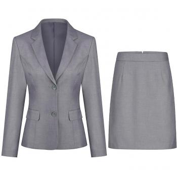 Tenue de bureau gris unie : blazer + jupe