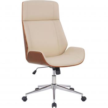Bureau fauteuil Varel, design similicuir + support bois nocciola