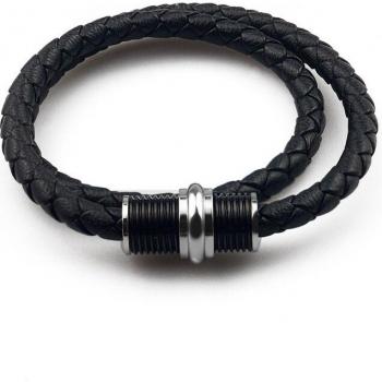 Herren Armband aus Leder mit drehbarem Schraubengewinde