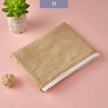 Elinfant Soft Muslin Baby Swaddle Blanket 80x65cm Fringed Lace Solid Color
