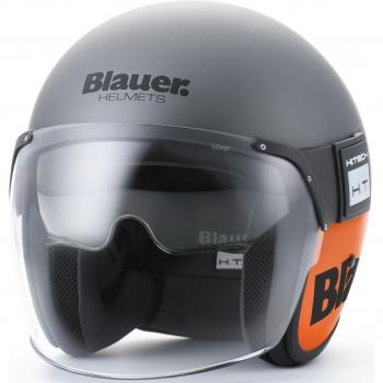 Casco Moto Jet Blauer Pod 06 Titanio Opaco Arancione L