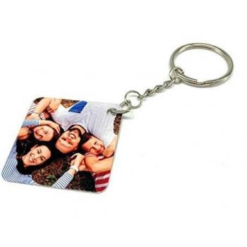 Saphir Metal Key – Duales Foto auf beiden Seiten, quadratisch 4x4 cm