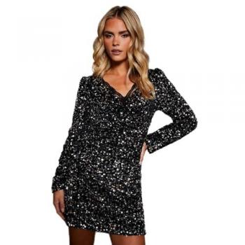 Dorothy Perkins Silver Sequin Mini Dress – Petite Size 12