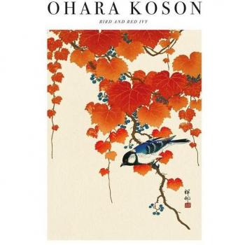 Stampa di Ohara Koson: Uccello e Edere Rosse