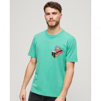 T-shirt Superdry à manches courtes Neon Travel vert turquoise rose