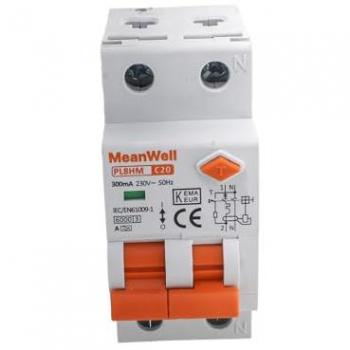 MeanWell Magnetotermico Differenziale 1P+N 20A IP20