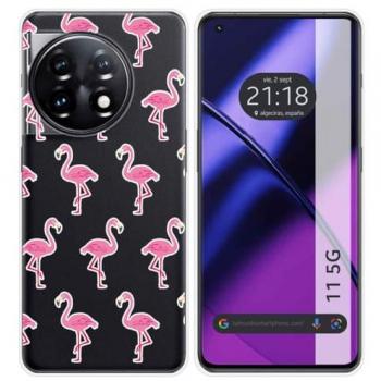Funda Silicona Transparente Oneplus 11 5G Dibujos Flamenco